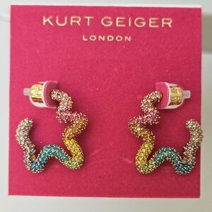 Kurt Geiger London Rainbow Pavé Squiggle Hoop Earrings
